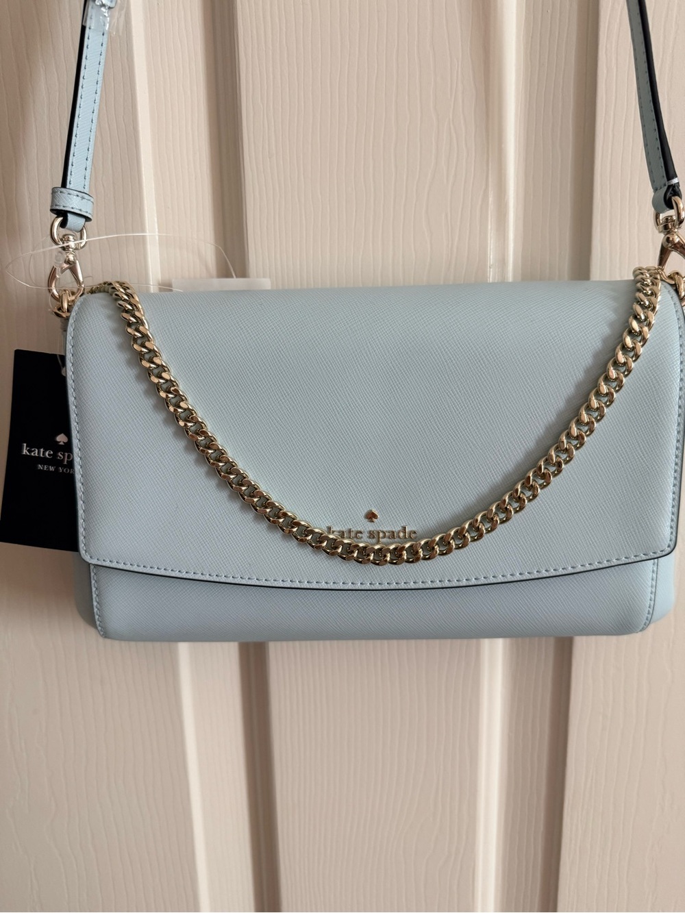 kate spade Leather Light Blue Crossbody Chain Shoulder Bag